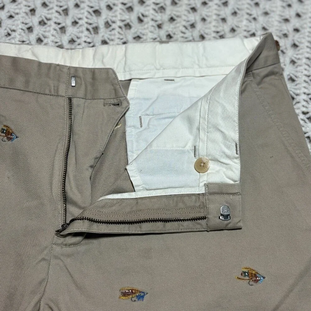 VTG Polo Ralph Lauren Chino Pants Khaki Stretch Flyfish Embroidered Mens Sz 38R‎